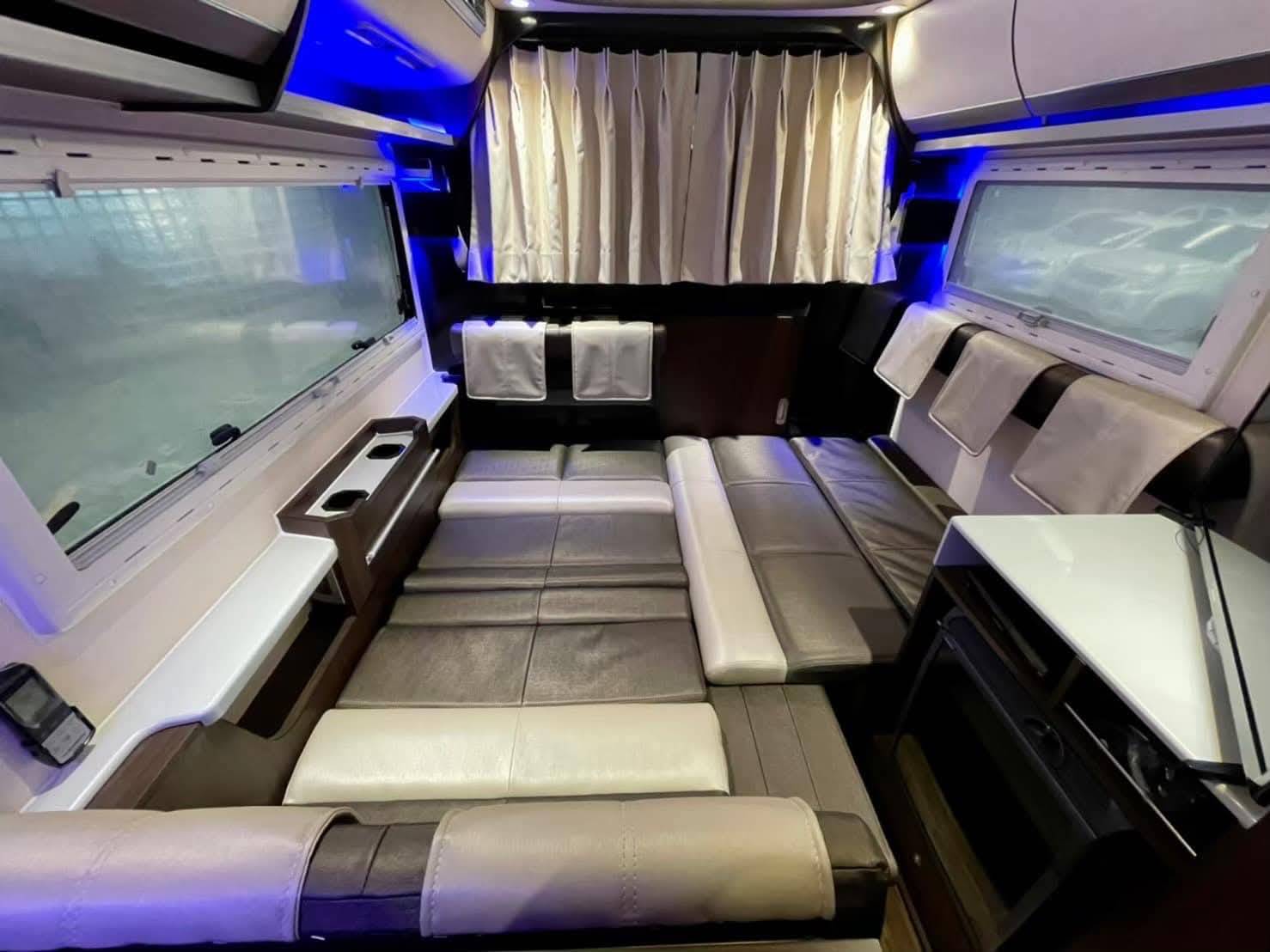 Motorhome interior and travel setup